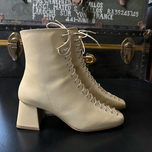 By Far Becca Lace Up Leather Ankle Boots - Picture 3 of 11